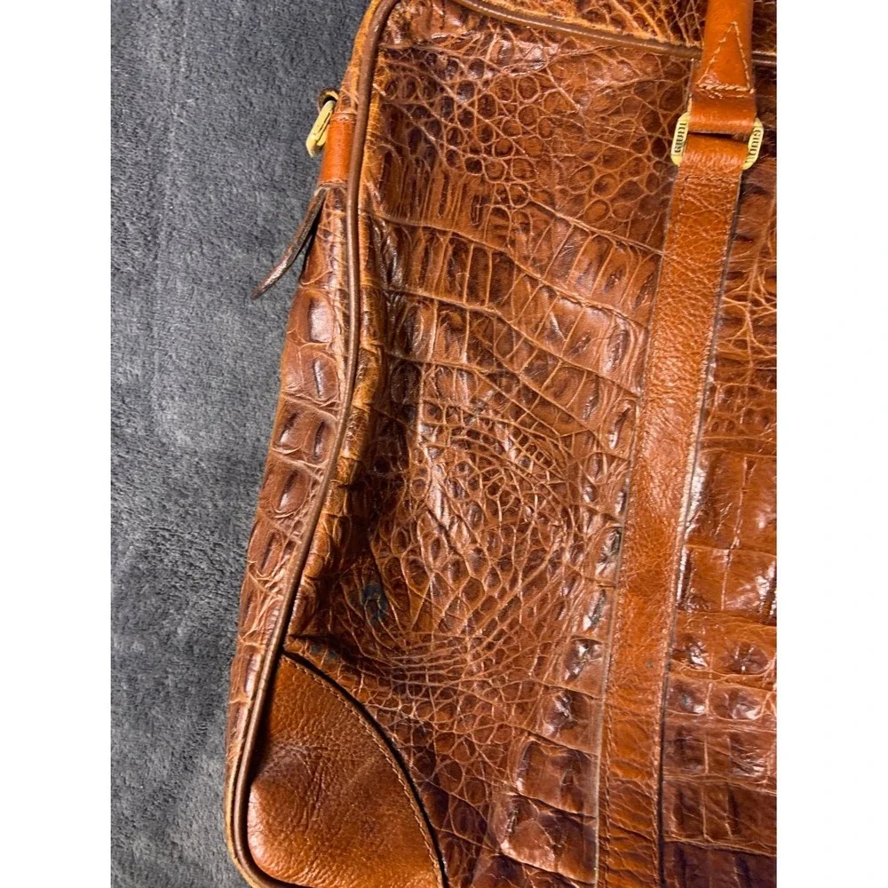 Giudi Italy Brown Crocodile Embossed Leather Briefcase Laptop Bag Large